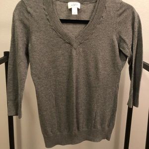 Ann Taylor LOFT Gray V-neck sweater